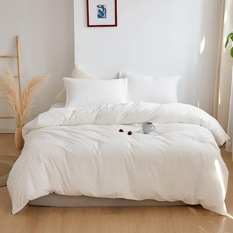 Cottonight White Comforter Sets Twin Plaid White Comforter Modern Solid Color Blanket Quilts Soft Breathable Bedding Comforter Sets - Image 1